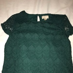 LOFT Hunter Green Lace Lined top